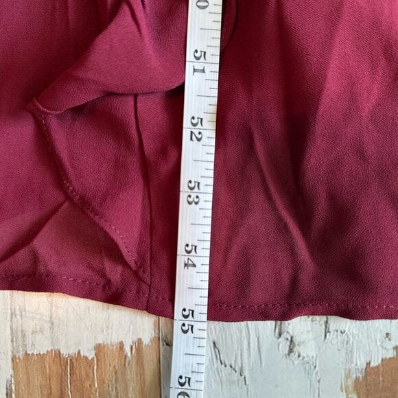 Melloday Mock Neck Ruffle Formal Party Maxi Dress Burgundy Size Small - Picture 9 of 10